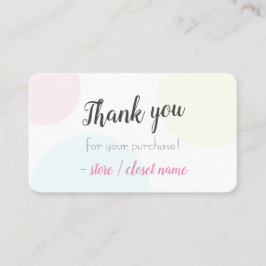 Eenvoudig modern pastel Hartelijk dank voor uw aan Visitekaartje