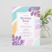 Eenvoudig Modern Pastel Regenboog Blad Verjaardags Kaart (Staand voorkant)