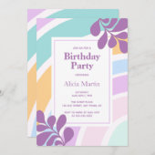 Eenvoudig Modern Pastel Regenboog Blad Verjaardags Kaart (Voorkant / Achterkant)