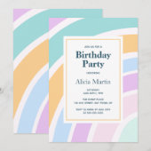 Eenvoudig Modern Pastel Regenboog Verjaardagsfeest Kaart (Voorkant / Achterkant)