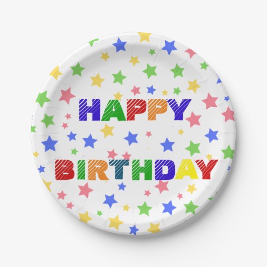 Eenvoudig Modern Pastel Star kleurrijk verjaardags Papieren Bordje (Voorkant)