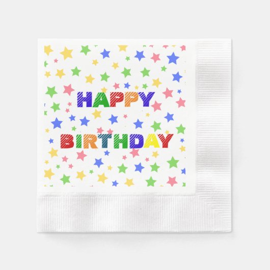Eenvoudig Modern Pastel Star kleurrijk verjaardags Servet (Voorkant)