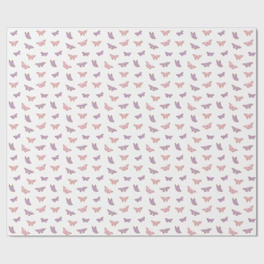 Eenvoudig modern pastelvlinders patroon cadeaupapier (Vlak)