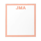 Eenvoudig modern perzikmonogram notitieblok (Voorkant)