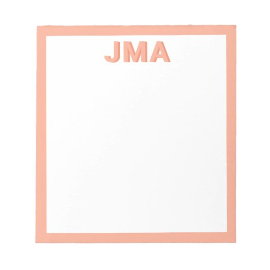 Eenvoudig modern perzikmonogram notitieblok (Voorkant)