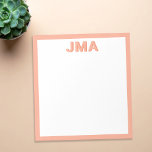 Eenvoudig modern perzikmonogram notitieblok<br><div class="desc">Creëer uw eigen gepersonaliseerde monogram briefpapier met uw aangepaste initialen of naam in de moderne minimalistische typografie.</div>