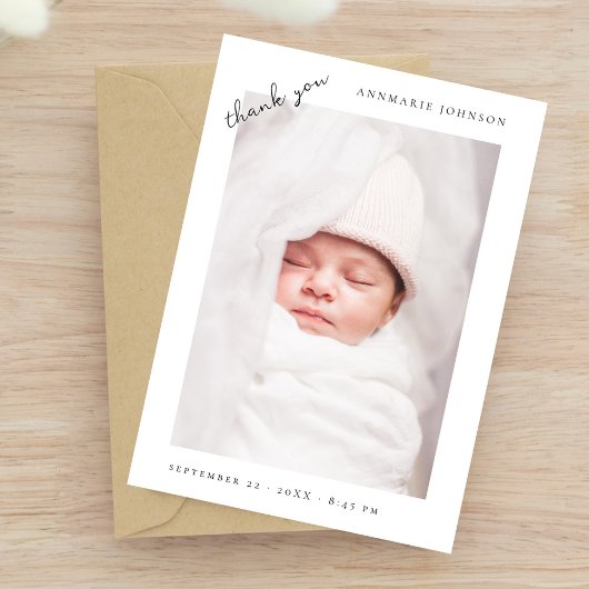 Eenvoudig Modern Photo Custom Baby shower Bedankkaart
