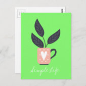 Eenvoudig modern plant pastel briefkaart (Voorkant / Achterkant)