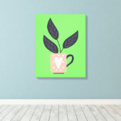 Eenvoudig modern plant pastel canvas afdruk (Insitu (Houten vloer))