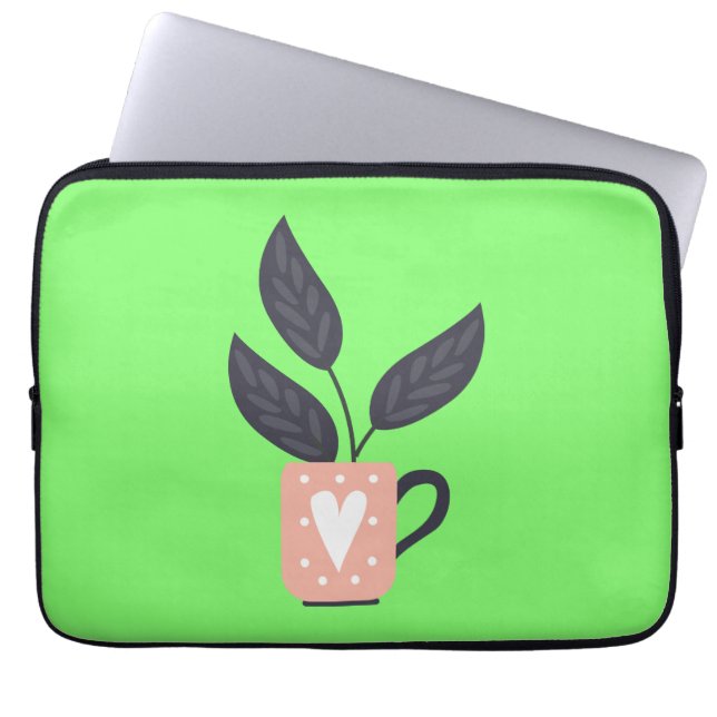 Eenvoudig modern plant pastel laptop sleeve (Voorkant)