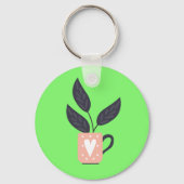 Eenvoudig modern plant pastel sleutelhanger (Voorkant)