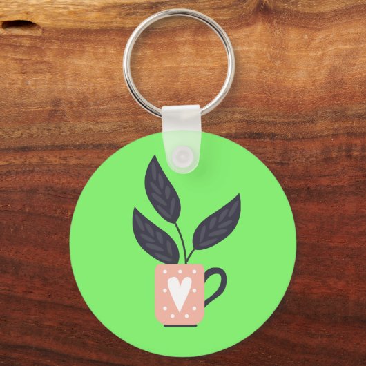 Eenvoudig modern plant pastel sleutelhanger (Voorkant)