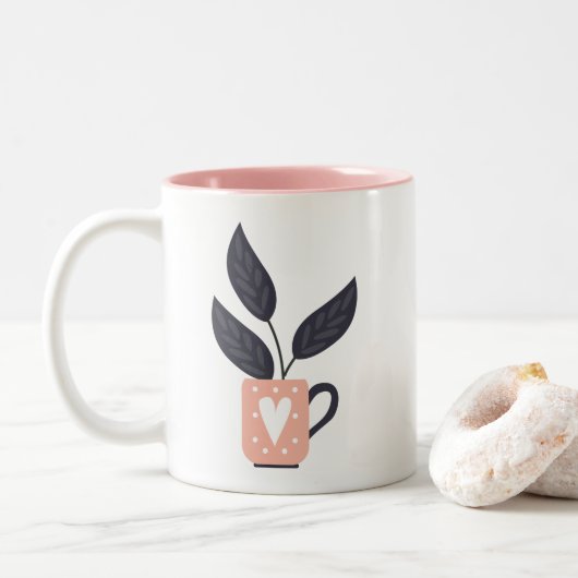 Eenvoudig modern plant pastel tweekleurige koffiemok (Met donut)