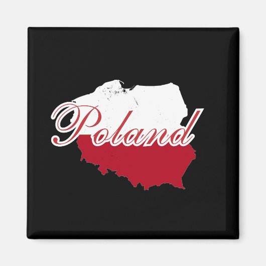 Eenvoudig Modern Polen Vlag kaart Souvenir Magneet (Voorkant)