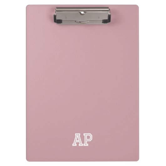 Eenvoudig Modern Preppy Monogram Beginletters Roze Klembord (Voorkant)