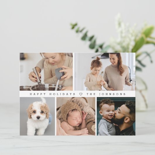 Eenvoudig modern Prettige feestdagen fotocollage Feestdagenkaart (Staand voorkant)