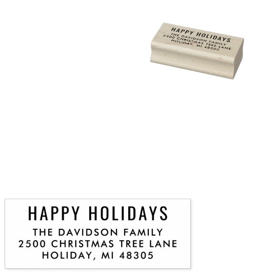 Eenvoudig Modern Prettige feestdagen Return Addres Rubberstempel (Gestempeld)