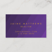 Eenvoudig modern Professional Royal Paars en Gold Visitekaartje (Achterkant)