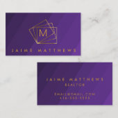 Eenvoudig modern Professional Royal Paars en Gold Visitekaartje (Voorkant / Achterkant)