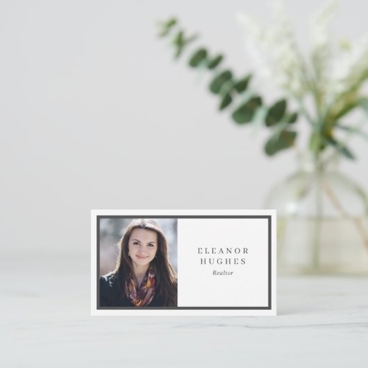 Eenvoudig modern professioneel foto visitekaartje (Staand voorkant)