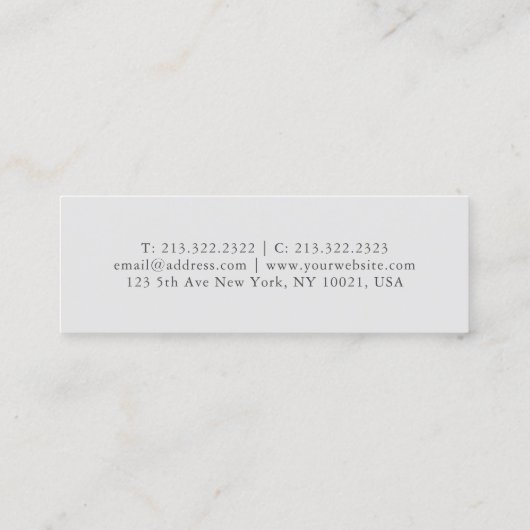 Eenvoudig modern Professioneel grijs Manuscript Mo Mini Visitekaartje (Achterkant)