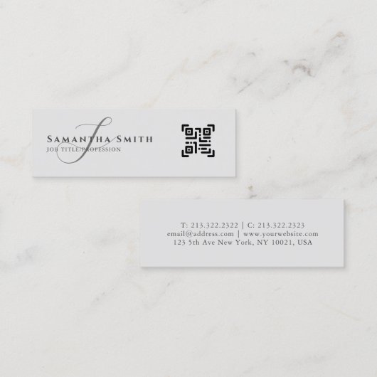 Eenvoudig modern Professioneel grijs Manuscript Mo Mini Visitekaartje (Voorkant / Achterkant)