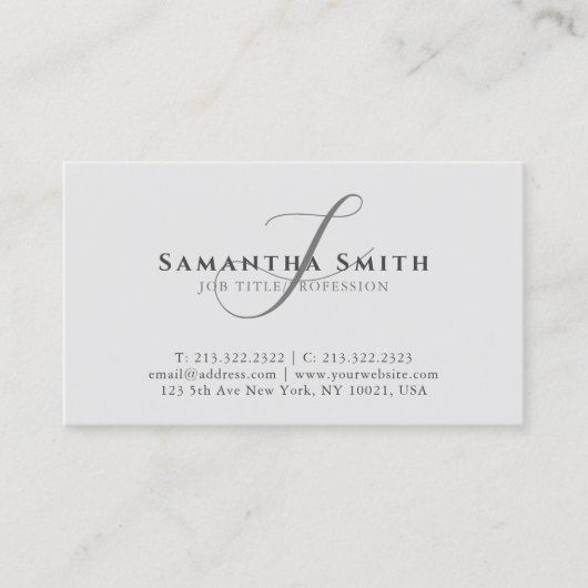 Eenvoudig modern Professioneel grijs Manuscript Mo Visitekaartje (Voorkant)