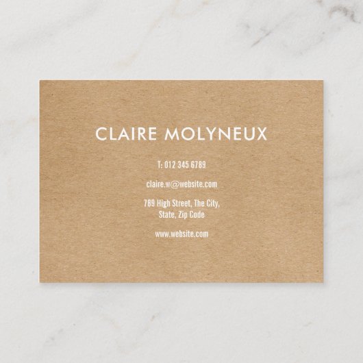 Eenvoudig modern professioneel kraft visitekaartje (Achterkant)