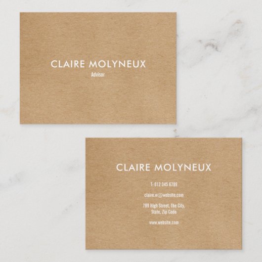 Eenvoudig modern professioneel kraft visitekaartje (Voorkant / Achterkant)