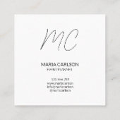 Eenvoudig modern professioneel monogram metaal vierkante visitekaartje (Achterkant)