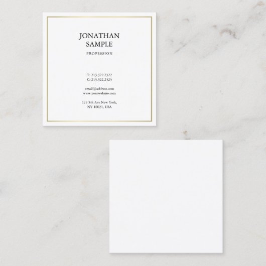 Eenvoudig modern professioneel ontwerp, creatief d vierkante visitekaartje (Voorkant / Achterkant)