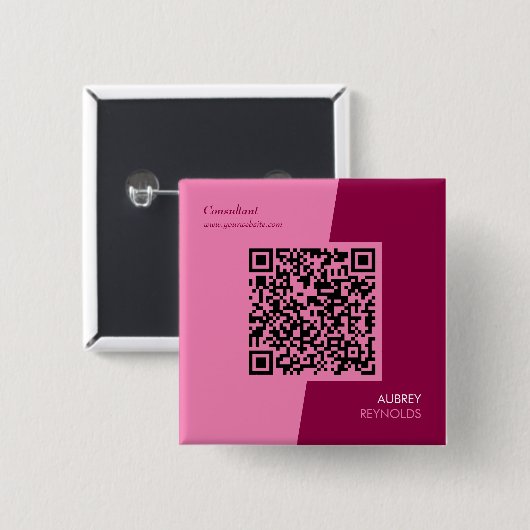 Eenvoudig Modern Professioneel QR Code Vrouwelijk  Vierkante Button 5,1 Cm (Voorkant /achterkant)