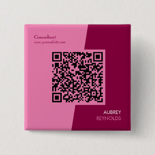 Eenvoudig Modern Professioneel QR Code Vrouwelijk  Vierkante Button 5,1 Cm