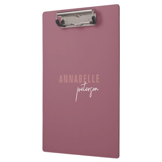 Eenvoudig modern professioneel stoffig Roos minima Klembord (Links)