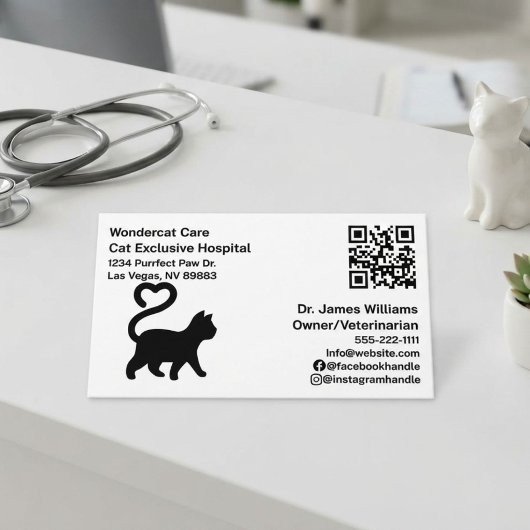 Eenvoudig , Modern , QR Code Dierenziekenhuis Visitekaartje