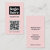Eenvoudig Modern QR Code Logo Roze Visitekaartje (Voorkant / Achterkant)