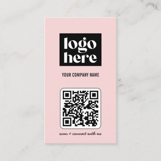 Eenvoudig Modern QR Code Logo Roze Visitekaartje (Voorkant)
