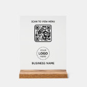 Eenvoudig Modern QR Code Menu Bedrijfsnaam & Logo Acryl Bord (Voorkant)