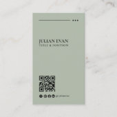 Eenvoudig Modern QR Code Sage Groen Minimalistisch Visitekaartje (Voorkant)
