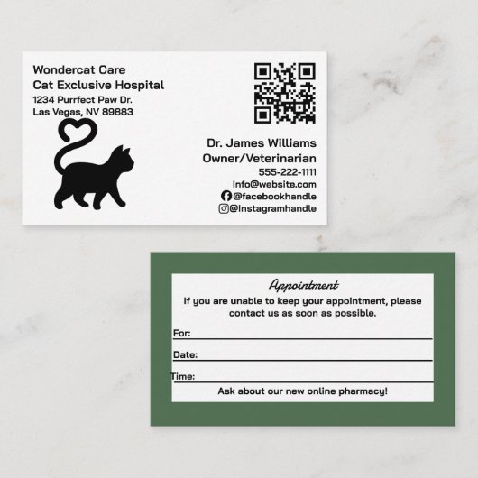 Eenvoudig, modern, QR-Code Veterinair Ziekenhuis Visitekaartje (Voorkant / Achterkant)