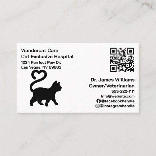 Eenvoudig, modern, QR-Code Veterinair Ziekenhuis Visitekaartje (Voorkant)