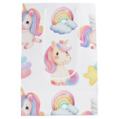 Eenvoudig Modern Rainbow eenhoorn verjaardagsfeest Medium Cadeauzakje (Achterkant)