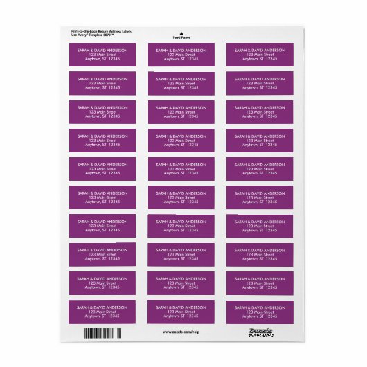 Eenvoudig Modern Raspberry Return Adres Label (Full Sheet)