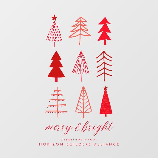 Eenvoudig Modern Red Merry & Bright Christmas Welk Raamsticker (Vel)