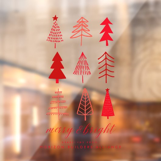 Eenvoudig Modern Red Merry & Bright Christmas Welk Raamsticker (Vel 2)