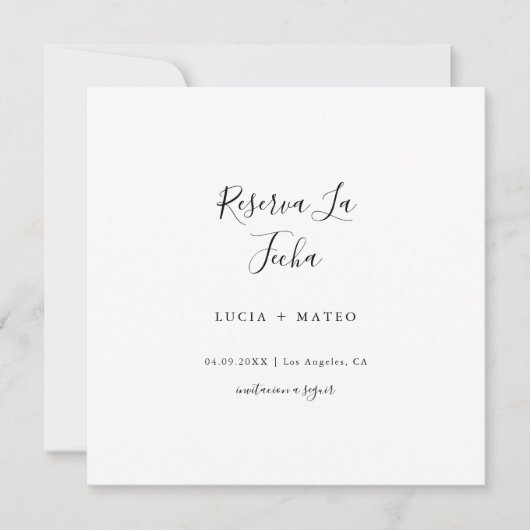 Eenvoudig Modern Reserva La Fecha | Spaans zwart Save The Date (Voorkant)