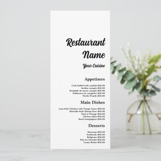 Eenvoudig & Modern, Restaurant Slimline Menu (Staand voorkant)