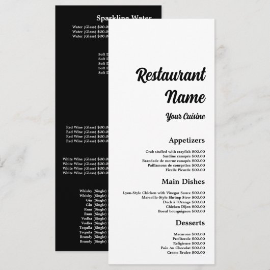 Eenvoudig & Modern, Restaurant Slimline Menu (Voorkant / Achterkant)