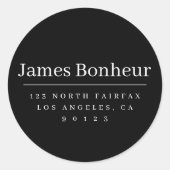 Eenvoudig modern retouradres - zwart en wit - Klas Ronde Sticker (Voorkant)