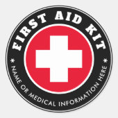 Eenvoudig Modern Rode Kruis EHBO Zwart Medisch Ronde Sticker (Voorkant)